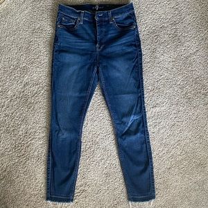 7 For All Mankind Cropped High Waisted Skinny Jeans - Size  28